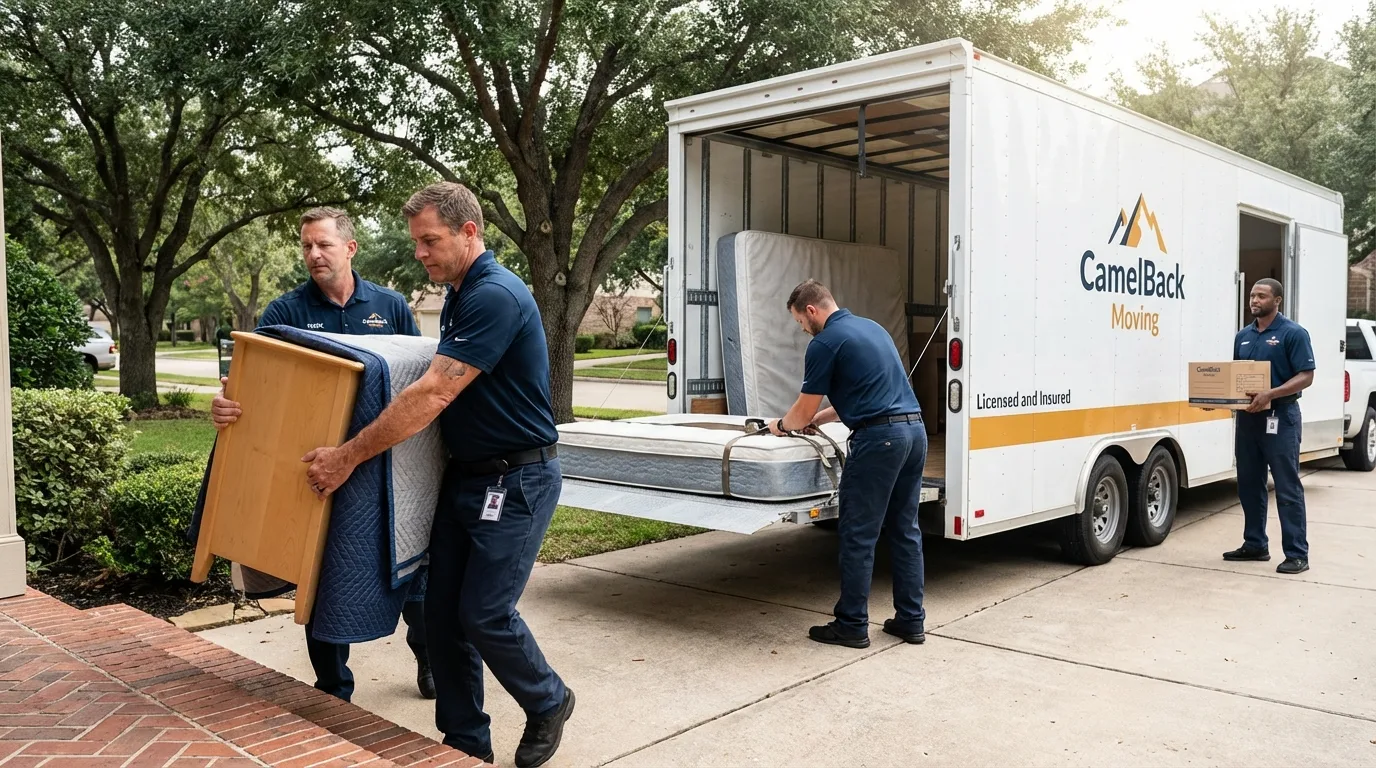 Crew loading residential truck for cross-state move from Lehighton, PA