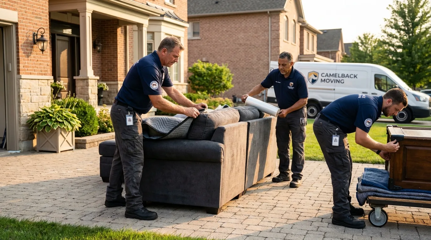 Large estate moving crew wrapping furniture in Lehighton, PA
