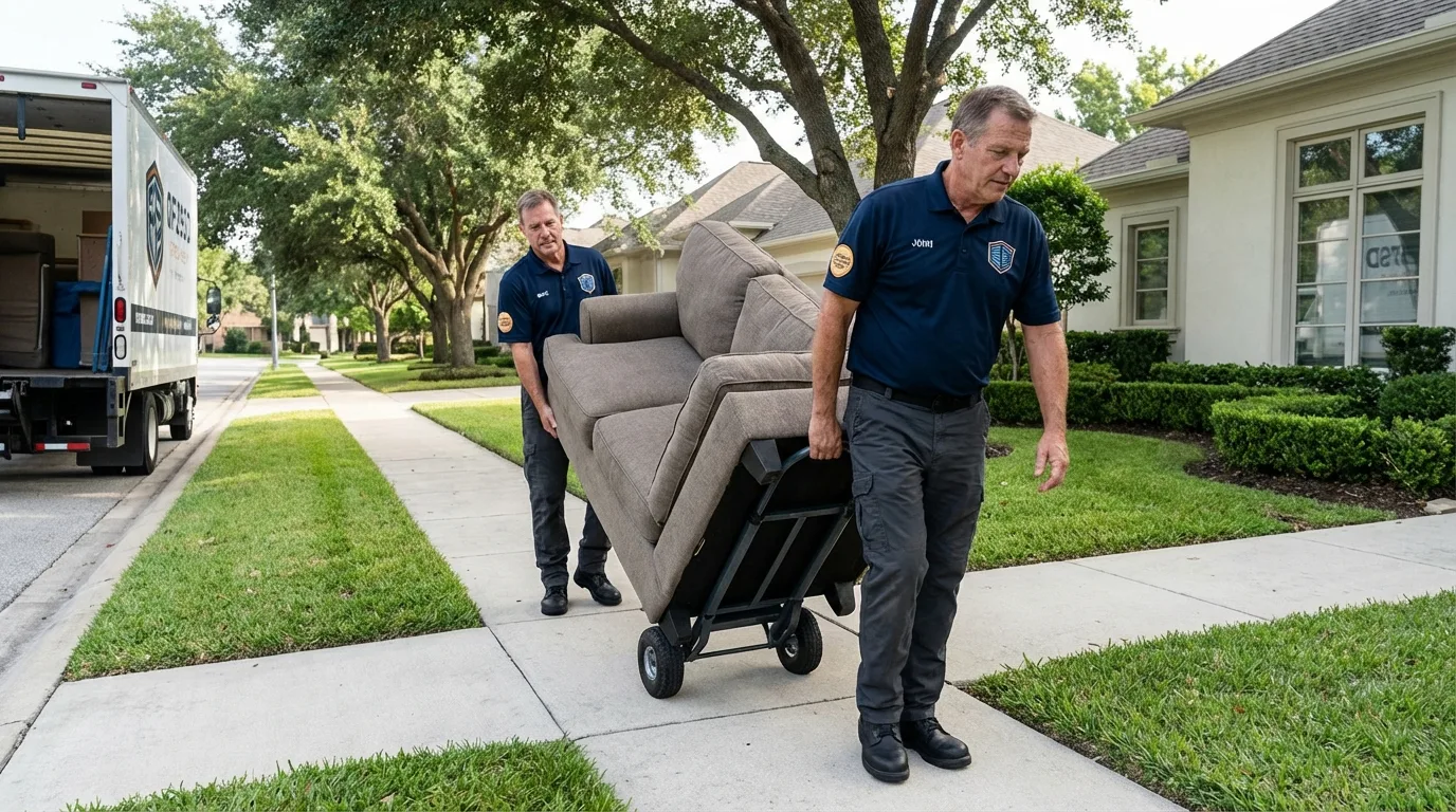 Local residential moving crew loading furniture in Lehighton, PA